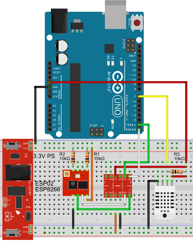 ESP8266 WiFi Module Connected to an Arduino UNO Board