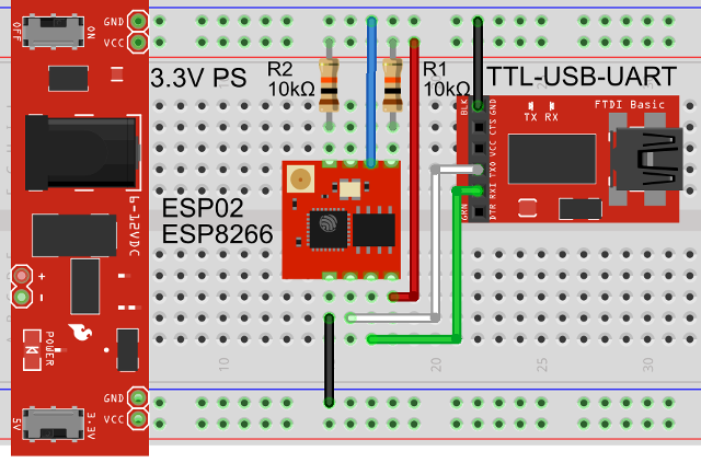 ESP8266 PC USB Connection via TTL Module on a Breadboard