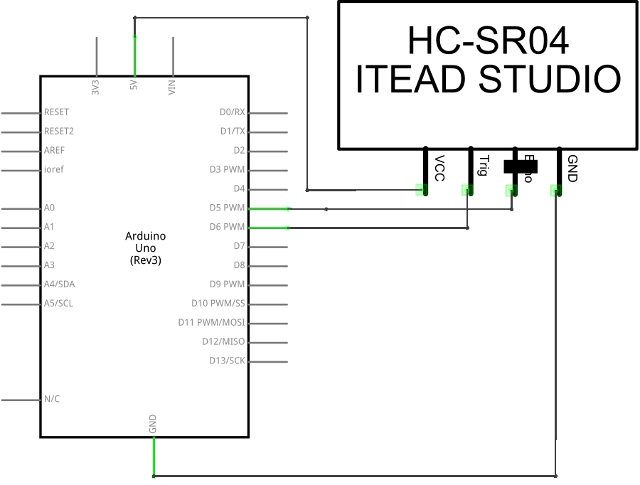 Circuit Diagram of a HC-SR04Sensor Connected to an Arduino UNO Board